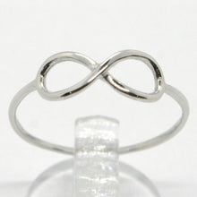 Cargar imagen en el visor de la galería, 18k white gold infinite central ring, infinity, smooth, bright, made in Italy.