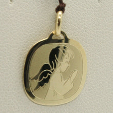 Load image into Gallery viewer, 18K YELLOW GOLD PENDANT SQUARE MEDAL GUARDIAN ANGEL 15 MM ENGRAVABLE ITALY MADE.