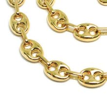 Load image into Gallery viewer, 18k yellow gold mariner chain big ovals 8 mm, 20 inches, anchor rounded puffed necklace.