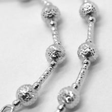 Cargar imagen en el visor de la galería, 18k white gold chain finely worked 5 mm ball spheres and tube link, 15.8 inches.