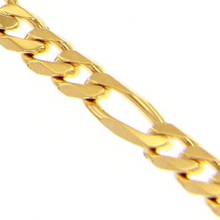 Load image into Gallery viewer, SOLID 18K YELLOW GOLD BRACELET 5mm FIGARO 3+1 CUBAN CURB ENGRAVING PLATE, 8.3".
