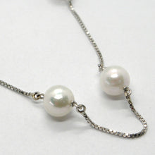 Charger l'image dans la galerie, 18k white gold necklace, venetian chain alternate with Akoya white pearls 7.5 mm.