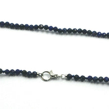 Charger l'image dans la galerie, 18k white gold necklace 24", 60cm, faceted round lapis lazuli diameter 3mm.
