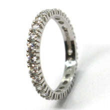 Cargar imagen en el visor de la galería, 18k white gold eternity band ring, white cubic zirconia, thickness 3 mm.