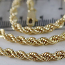 Cargar imagen en el visor de la galería, 18k yellow gold chain necklace 4 mm braid big rope link 19.7, made in Italy.