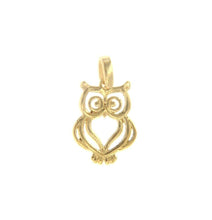 Load image into Gallery viewer, SOLID 18K YELLOW GOLD SMALL 12mm 0.47" OWL PENDANT, CHARMS, MADE IN ITALY.