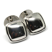 Cargar imagen en el visor de la galería, 18k white gold cufflinks, rounded square button, made in Italy.