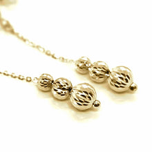 Charger l'image dans la galerie, 18K YELLOW GOLD PENDANT EARRINGS THREE FACETED WORKED BALLS SPHERES.