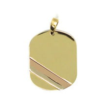 Load image into Gallery viewer, 18K YELLOW WHITE ROSE GOLD MEDAL PENDANT, ROUNDED SQUARE, SMOOTH, 0.9 INCHES.