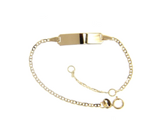 Load image into Gallery viewer, 18k yellow gold boy girl baby bracelet, engraving plate flat mariner 4.7-5.5".