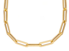 Charger l'image dans la galerie, 18K YELLOW GOLD LONG 31.5" 80cm CHAIN SQUARED OVAL PAPER CLIP 4x15mm ITALY MADE.