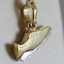 Load image into Gallery viewer, SOLID 18K WHITE & YELLOW GOLD SOCCER SHOE, SATIN PENDANT, SHOES, MADE IN ITALY.