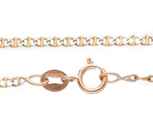 Cargar imagen en el visor de la galería, 18K ROSE WHITE GOLD SOLID CHAIN NECKLACE SMALL 1.5mm FLAT OVAL MARINER 18" 45cm.