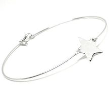Load image into Gallery viewer, 18k white gold bangle mini bracelet, semi rigid, flat star, made in Italy.