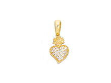 Load image into Gallery viewer, 18K YELLOW GOLD SMALL 12mm SACRED HEART OF JESUS PENDANT ZIRCONIA, MADE IN ITALY.