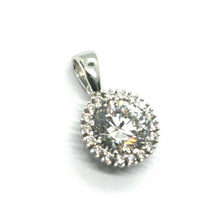 Load image into Gallery viewer, SOLID 18K WHITE GOLD 7.5mm ROUND 2.7 carats ZIRCONIA PENDANT WITH FRAME, ITALY.