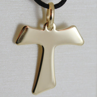 18k yellow gold cross Franciscan tau tao Saint Francis 2.7 cm made in Italy.