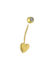 Load image into Gallery viewer, 18K YELLOW GOLD PIERCING BARBELL CURVE BANANA BELLY BODY WITH 6mm HEART ZIRCONIA.