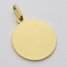 Load image into Gallery viewer, 18k yellow gold Holy St Saint Santa Lucia Lucy round medal pendant, 15 mm.