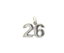 Charger l'image dans la galerie, 18k white gold number 26 twenty six small pendant charm, 0.4", 10mm.