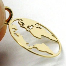 Load image into Gallery viewer, SOLID 18K YELLOW GOLD 16mm 0.63" GLOBE EARTH WORLD MAP PENDANT MADE IN ITALY.