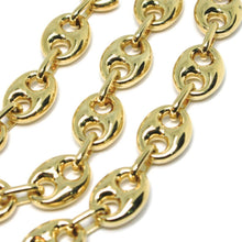 Load image into Gallery viewer, 18k yellow gold mariner chain big ovals 10 mm, 20 inches anchor rounded puffed necklace.