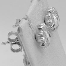 Load image into Gallery viewer, 18k white gold earrings with very shiny sun worked made in Italy 0.28 inches.