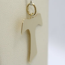 Load image into Gallery viewer, 18k yellow gold cross, Franciscan tau tao Saint Francis 1.3 inches made in Italy.