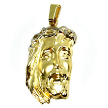 Load image into Gallery viewer, 18K YELLOW GOLD JESUS FACE PENDANT CHARM 4.8cm, 1.9" FINELY WORKED ITALY MADE.