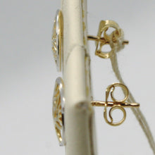 Cargar imagen en el visor de la galería, 18k yellow & white gold round earrings beautiful tree of life, made in Italy.