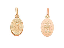 Load image into Gallery viewer, solid 18k rose gold Miraculous medal pendant, Virgin Mary, Madonna, 9x12mm.