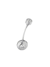 Cargar imagen en el visor de la galería, 18K WHITE GOLD PIERCING BARBELL CURVE BANANA BELLY BODY WITH 4-6mm ZIRCONIA.