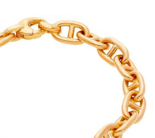 Charger l'image dans la galerie, 18K ROSE GOLD BRACELET BIG MARINER ANCHOR OVAL TUBE STRETCHED LINKS 12x7 mm.