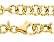 Cargar imagen en el visor de la galería, 18K YELLOW GOLD CHAIN 17.7", ROUND CIRCLE ROLO LINK DIAMETER 6mm, MADE ITALY.