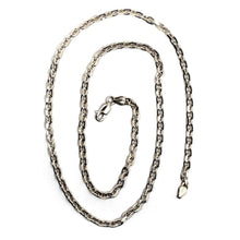 Load image into Gallery viewer, 18K WHITE GOLD SOLID CHAIN SQUARED CABLE 3.2mm OVAL LINKS, 20" 50cm ITALY MADE.