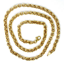 Cargar imagen en el visor de la galería, 18K YELLOW GOLD CHAIN 17.70" INCHES 45cm, BIG ROUND CIRCLE ROLO THICK 4 MM LINK.