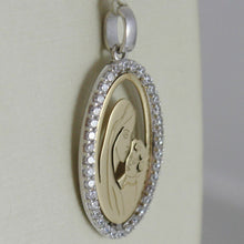 Load image into Gallery viewer, 18k white and yellow gold medal stylized virgin Mary and Jesus made in Italy.