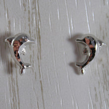 Cargar imagen en el visor de la galería, 18k white gold earrings with mini dolphin dolphins for kids child, made in Italy.