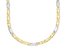 Load image into Gallery viewer, SOLID 18K YELLOW WHITE GOLD CHAIN TIGER EYE ALTERNATE 3+1 FLAT LINKS 4mm, 24&quot;.
