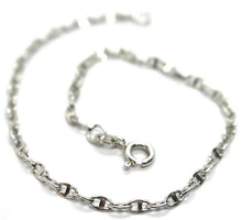 Cargar imagen en el visor de la galería, 18k white gold bracelet, crossed mariner links 2.8mm, bright, length 7.7".