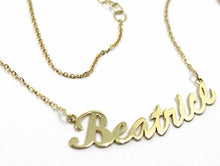 Load image into Gallery viewer, 18K YELLOW GOLD NAME NECKLACE, BEATRICE, AVAILABLE ANY NAME, ROLO CHAIN.
