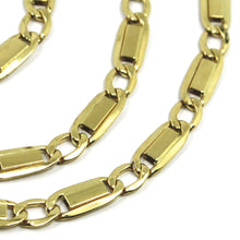 Cargar imagen en el visor de la galería, 18K YELLOW GOLD CHAIN GOURMETTE ALTERNATE FLAT PLATES SQUARE LINKS 4.8 mm, 20".