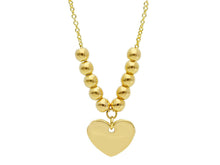Load image into Gallery viewer, 18K YELLOW GOLD NECKLACE WITH BALLS 3mm 0.12" AND HEART PENDANT 10mm 0.4".