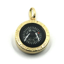 Load image into Gallery viewer, 18k yellow gold working compass pendant, diameter 20mm, 0.8&quot;, made in italy.
