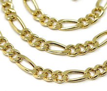 Load image into Gallery viewer, 18K YELLOW GOLD CHAIN BIG 5 MM ROUNDED FIGARO GOURMETTE ALTERNATE 3+1, 20 INCHES.