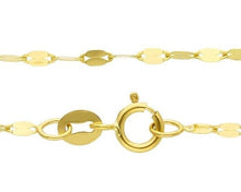 Cargar imagen en el visor de la galería, 18K YELLOW GOLD CHAIN, THIN 1.3mm FLAT POLISHED DOUBLE OVALS, 17.7" ITALY MADE.