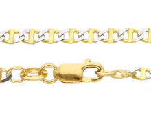 Load image into Gallery viewer, 18K YELLOW WHITE GOLD SOLID CHAIN NECKLACE SMALL 2.2mm FLAT OVAL MARINER 24".