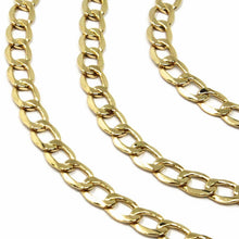 Load image into Gallery viewer, 9K GOLD GOURMETTE CUBAN CURB LINKS FLAT CHAIN 4mm, 60cm, 24", BRIGHT NECKLACE.