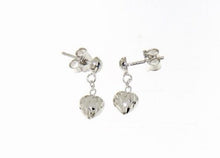 Cargar imagen en el visor de la galería, 18k white gold earrings with very shiny heart love worked made in Italy 0.51 in.