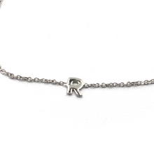 Load image into Gallery viewer, 18k white gold rolo thin bracelet with central small 5mm letter initial R.